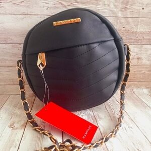 Rampage black gold chain round crossbody bag new with tag
